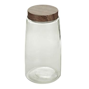 Imagem de Porta Mantimento de Vidro com Tampa Metlica Estilo Madeira 12,5cm x 24,5cm - Lyor