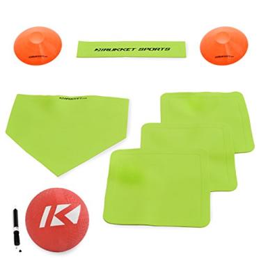 Imagem de Conjunto de kickball Rukket com bases | Placas de borracha e bola de chute | Perfeito para crianças e adultos | Jogos de playground e quintal | Bomba de ar e cones de linha suja