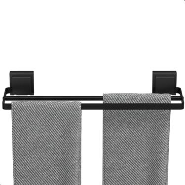 Imagem de UNIDAS STORE, Porta Toalha Banho Toalheiro Duplo C/Ventosa Preto UN.Max