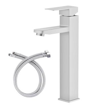 Imagem de Torneira de Banheiro Bancada, Aço Inox 304 Prata, Quadrada 1/4 Volta