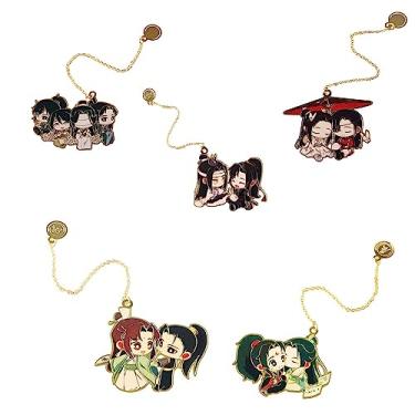 Imagem de Kopida Marcador de página de anime Mo Dao Zu Shi Wei Wuxian LAN Wangji Pingente de borla de metal oco 5 peças