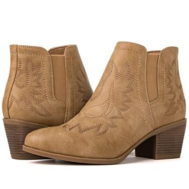 Imagem de GLOBALWIN Botas femininas de cano curto The Western Cowboy Cowgirl, Cáqui 21yy01, 38