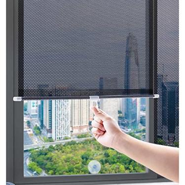 Imagem de Xrdbfd Persiana de rolo com ventosa, Estore de rolo opaco sem perfuração, cortinas blackout, proteção UV, 80%, cortina de rolo para janelas de cozinha/escritório/carro, 50 x 125 cm