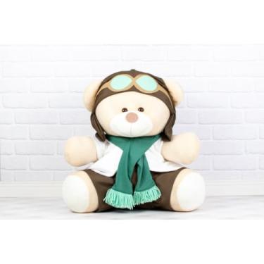 Imagem de URSO DE PELUCIA TEDDE 48 CM AVIADOR CLASSICO (VERDE AVENCA)