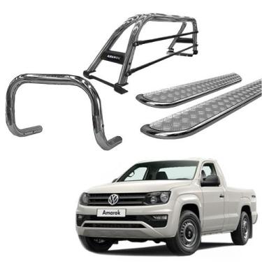 Imagem de Kit Quebra Mato Estribo Alumínio Santo Duplo/Amarok CS Cromado - HOZZ
