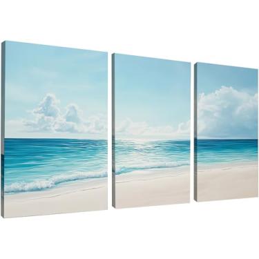 Imagem de Kit 3 Quadros Decorativos Canvas 50x70cm, Praia, Arte Para Quarto, Sala, Corredor