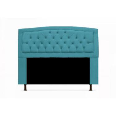 Imagem de Cabeceira Geovana Para Cama Box Solteiro 90 cm Suede Azul Turquesa - L