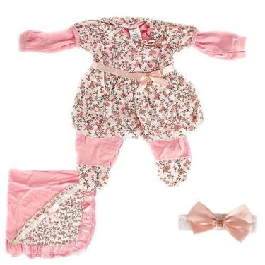 Imagem de Conjunto Saida Maternidade Neném Menina Rosa Millie 4PÇS - Cegonha Reb