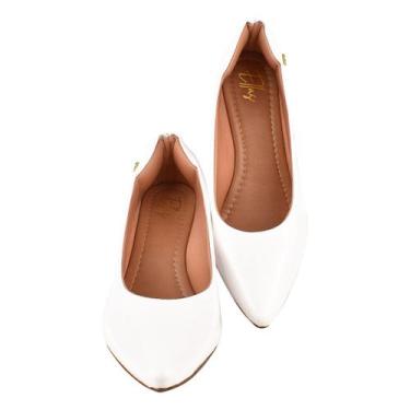 Imagem de Sapato Feminino Scarpin Salto Bloco Social Verniz Branco - Lizeshoes, 