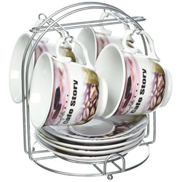 Imagem de Lorren Home Trends Conjunto de 5 peças para chá/café, design de café marrom