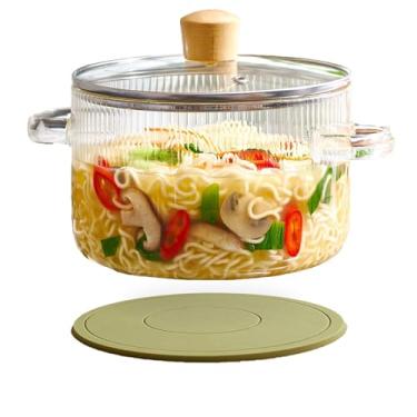 Imagem de Conjunto de panela e panela de vidro com tampa – 1,5 litros (conjunto de panelas de vidro borossilicato resistente ao calor – panela fervente com tampa)