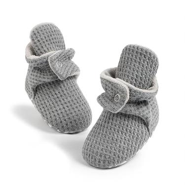 Imagem de Babelvit Botas de lã macia para bebês recém-nascidos, meninos, meninas, sapatos antiderrapantes para crianças pequenas, sapatos de inverno para berço, 002 Cinza escuro, 6-12 Meses