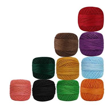 Imagem de Fio de crochê de algodão, multicolorido, bordado mercerizado, 10 peças, novelos de renda, artesanato