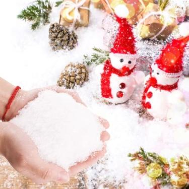 Imagem de Morofme 299.9 g Natal decoração de neve artificial flocos de neve falsos de plástico flocos de neve realista neve sintética seca realista para exibições de aldeia decorações de árvore de Natal de