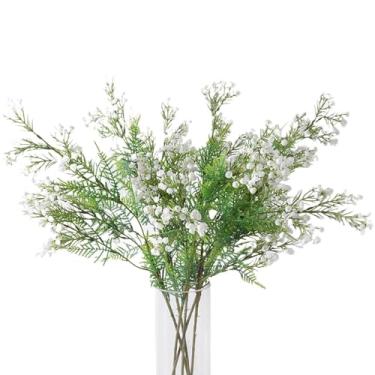 Imagem de Lovmeety 5 peças de flores artificiais para respiração de bebê, branco, buquê de flores falsas, Gypsophila de toque real, flores falsas, para festa de casamento, decoração de jardim