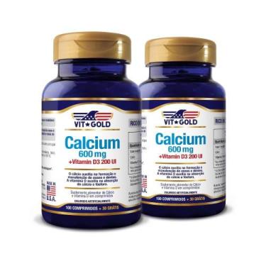 Imagem de Cálcio 600 mg com Vit. D3 Vitgold Kit2x 100 comprimidos