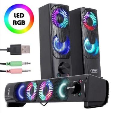 Imagem de Caixinha Som Computador/ Pc/ Smartphone/notebook Usb Rgb Led - Knup