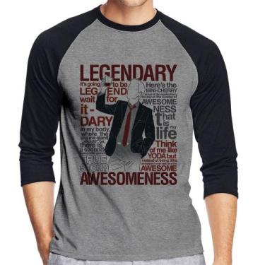 Imagem de Camiseta Raglan Legendary Awesomeness Manga 3/4 - Foca na Moda, Cinza,