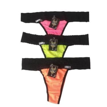 Imagem de Kit 2 calcinhas,tanga,neon,renda,forro em algodão - MDJ, GG(sortida)