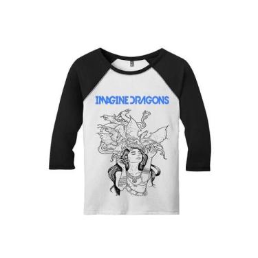 Imagem de Camiseta Raglan Manga 3/4 Feminina Imagine Dragons - Ultrav Store, M