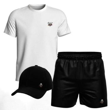 Imagem de Conjunto Masculino Camiseta Algodão Short Tactel E Boné 1006 - Relaxad