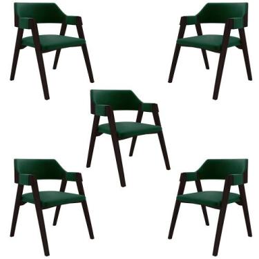 Imagem de Kit 5 Cadeiras Sala de Jantar e Jogos Carteados Madeira Maciça Poker V