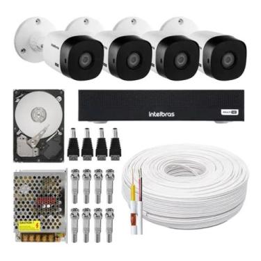 Imagem de Kit Cftv 4 Câmeras Multi Hd 720p 1mp Dvr Intelbras Mhdx 1104