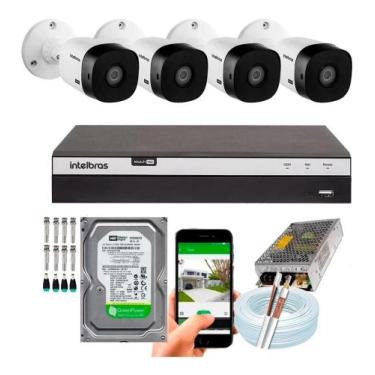 Imagem de Kit Cftv 4 Câmeras Full Hd 1080p 2mp Dvr Intelbras Mhdx 3104