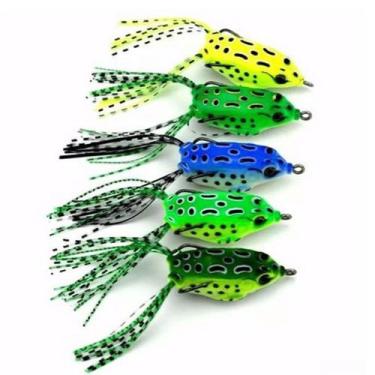 Imagem de Kit 5 Iscas Artificiais Sapinhos Anti-enrosco Com Estojo 80154 - CMIK