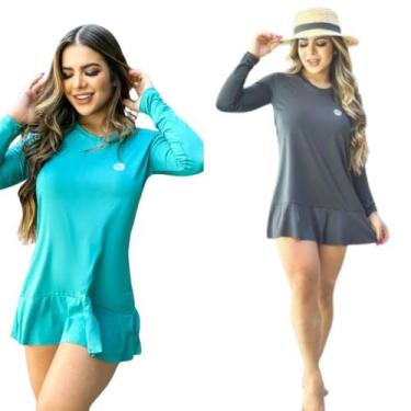 Imagem de Kit 2 Saídas de Praia Vestido feminino proteção solar UV 50+ FPS - For