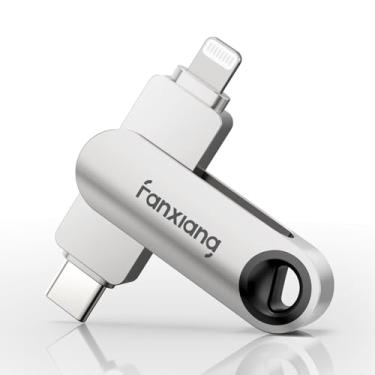 Imagem de fanxiang Flash Drive de 256 GB para iPhone/iPad, pen drive USB 2 em 1, cartão de memória, armazenamento externo para fotos, música, vídeos - compatível com Lightning/USB tipo-C, certificado MFi