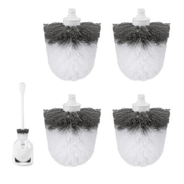 Imagem de Pacote com 4 cabeças de substituição de escova de vaso sanitário compatível apenas com escova de vaso sanitário OXO, cabeças de substituição para escova de vaso sanitário OXO, cinza e branco