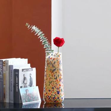 Imagem de Vaso de vidro, vaso grande de 30,5 cm de altura, vaso de luxo criativo, vaso de flores de vidro para decoração, vaso de arte para decoração de casa, vaso de vidro pesado de 1,8 kg, vaso soprado à mão,