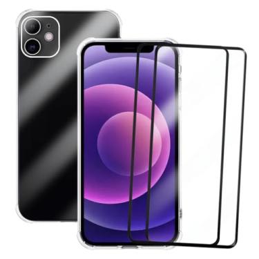 Imagem de Capa Capinha Anti Impacto e 2 Películas Vidro 3D Compatível iPhone 12, Transparente Com Proteção de Câmera