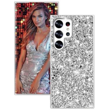 Imagem de Capa S24 Ultra Glitter Bling Sparkly Luxury Case para Samsung S24 Ultra, capa de telefone feminina e meninas capa fofa para Samsung Galaxy S24 Ultra, à prova de choque, antiarranhões, capa de silicone