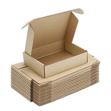 Imagem de Wintcomfort 25 caixas de remessa, embalagem de papelão ondulado de 8 x 4 x 2 polegadas, pequena caixa postal para envio de embalagens comerciais, presentes, decorações, kraft marrom