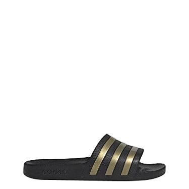 Imagem de Adidas Adilette Aqua Chinelo unissex, Black/Gold Metallic/Black, 13