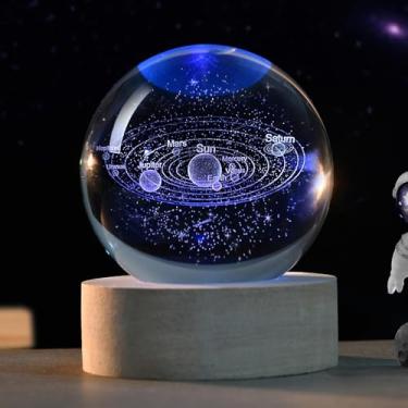 Imagem de ZRENJHUS Sistema solar 3D bola de cristal amante do espaço presentes temáticos planetas 3D bola de vidro 60 mm decoração esfera decorativa astronomia presente de aniversário