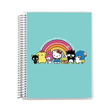 Imagem de Caderno espiral encadernado universitário de 17,78 cm x 22,80 cm - Hello Kitty My Kinda People. Caderno de anotações e escrita de 160 páginas forradas. Papel Mohawk grosso de 36,30 kg. Adesivos incluídos por Erin Condren.