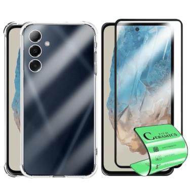 Imagem de Kit de Proteção Compatível Samsung Galaxy M35 Capa Anti-Impacto Transparente + Película de Cerâmica 9D