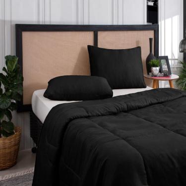 Imagem de Kit Edredom Casal Queen 3 Peças Margarida Cama Box Preto