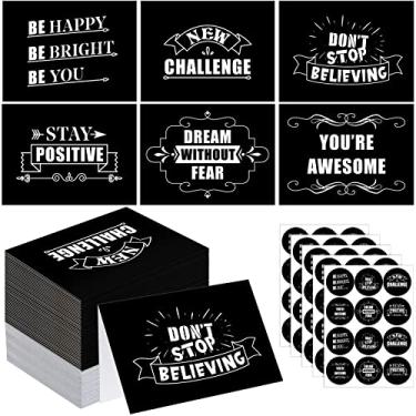 Imagem de Panelee 60 conjuntos de cartões motivacionais de incentivo com envelopes cartões de felicitações inspiradores com adesivos mini cartões de notas para estudantes professores material de volta às aulas