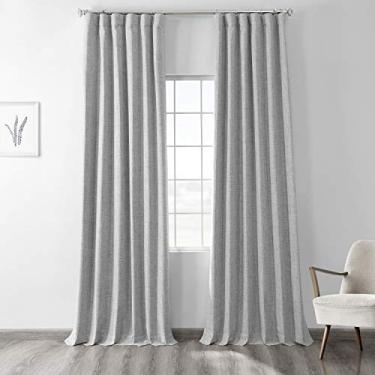 Imagem de HPD Half Price Drapes Cortinas blackout com ilhós para quarto de linho cruzado térmico 127 x 246 (1 painel), FLCW-CBO1911-96-GR, cinza milenário