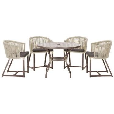 Imagem de Mesa com 4 Cadeiras de Jantar Roma 100cm e Noronha em Aluminío Marrom 