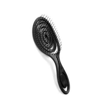 Imagem de Escova de cabelo para massagem na cabeça, pente circular oco, escova de cabelo de silicone, ferramenta de modelagem de cabelo cacheado e liso (preto)