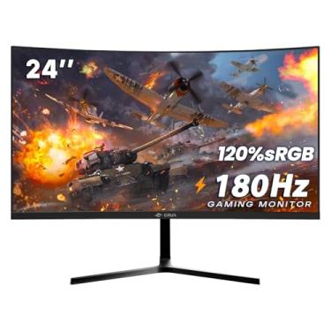Imagem de CRUA Monitor curvo para jogos de 24 polegadas, 144 Hz/180 Hz, monitores de computador sem moldura FHD 1080P, compatível com AMD freesync Low Motion Blur, cuidado com os olhos, DisplayPort, HDMI,