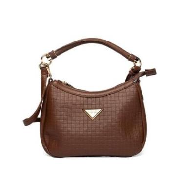 Imagem de Bolsa Feminina Rafitthy Transversal Pequena Texturizada Marrom-Feminino