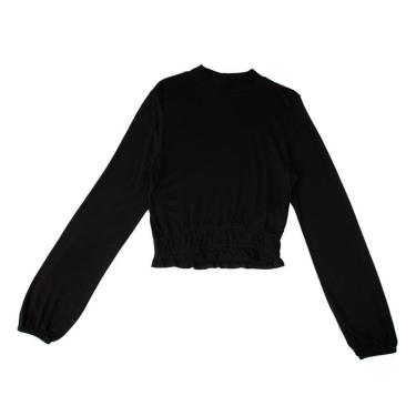 Imagem de Blusa Endless Feminina Rovitex Manga Longa com Babado e Elástico Preto-Feminino