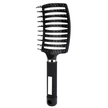 Imagem de Pente de cabeleireiro Nylon desembaraçador molhado seco cacheado escova salão cabelo couro cabeludo massagem escova casa estilo cabelo pente ferramenta (preto-B)