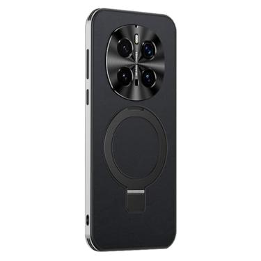 Imagem de HAO RIYLN Capa de couro magnético para Honor Magic 7 Pro/7, suporte de anel oculto, capa de telefone com suporte, câmera à prova de choque, capa slim fit, preta, 7